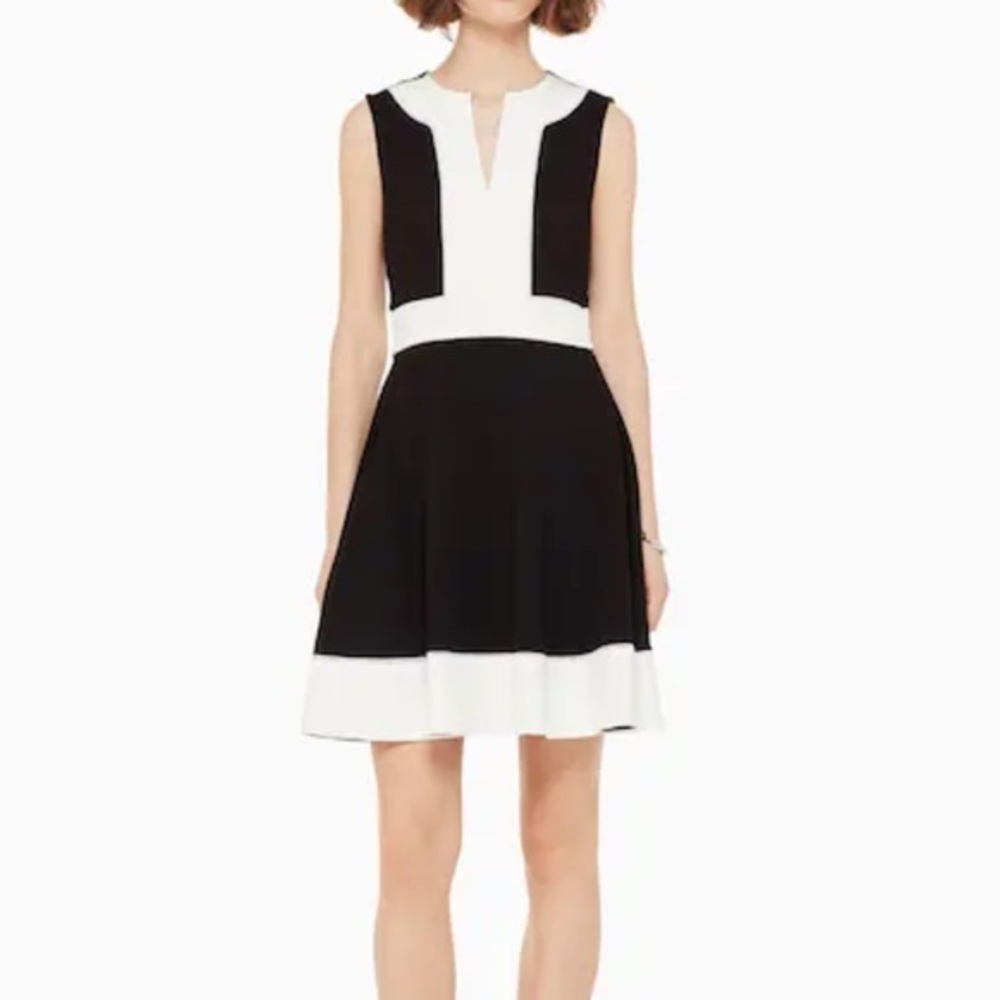 KATE SPADE COLOR BLOCK PONTE DRESS BLACK WHITE SZ 6